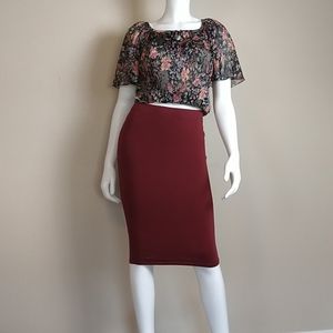 Asos Burgundy Pencil Skirt